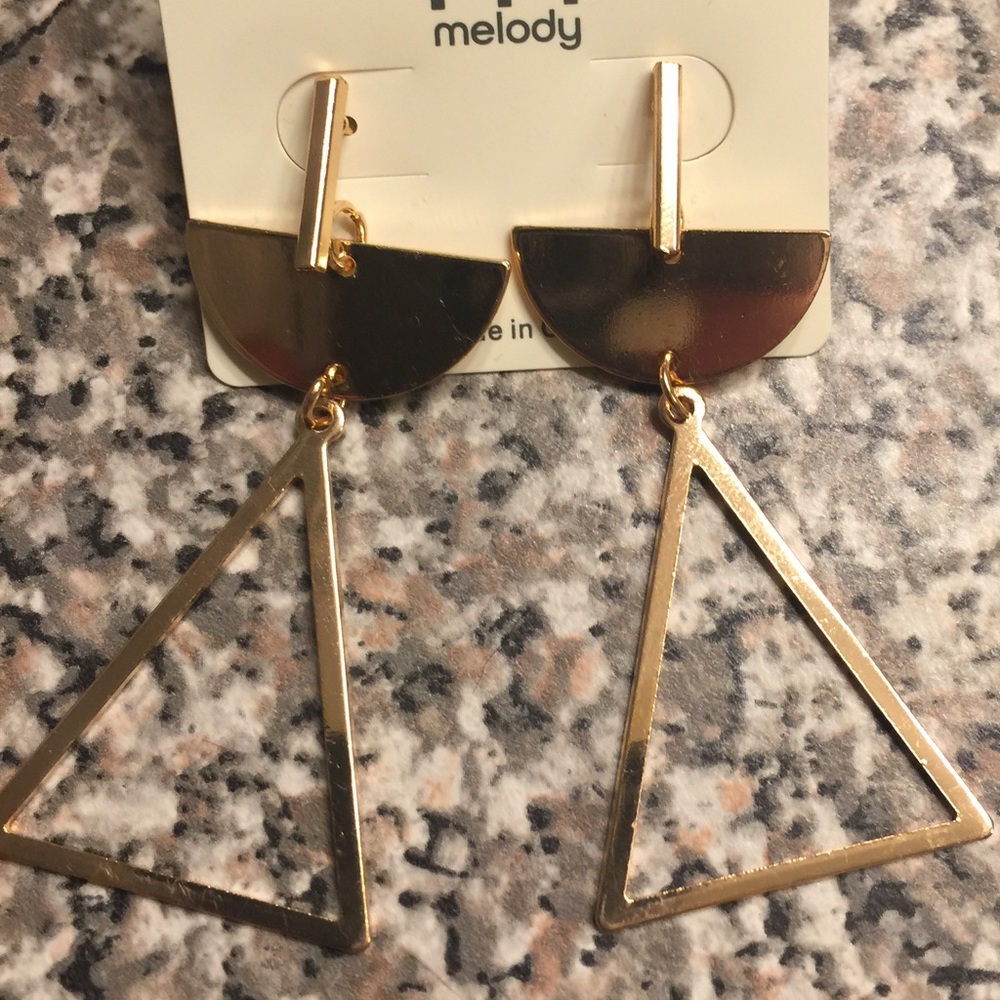 Modern Gold colored triangle earrings